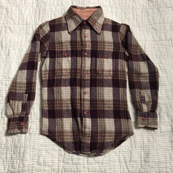 jcpenney Other - Vintage 70-80s JCPenney Acrylic Plaid Flannel Button Up Shirt Boys Size 12